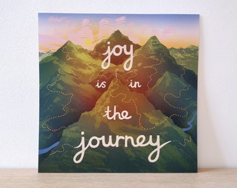 Joy is in the Journey | Self Care Square Print | Positive Wall Art | Mindful Illustration