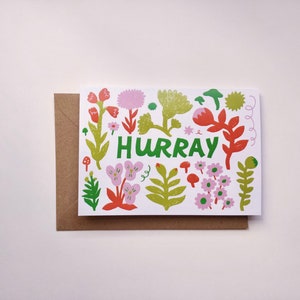 Hurray Card Congratulations Card Hooray Card Happy Birthday Greetings Card Floral Illustrated Celebration Card A6 image 4