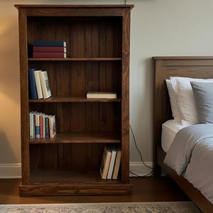 Handmade Farmhouse Wooden Bookcase – Solid Pine Bookshelf with 4 or 5 Shelves | Rustic Storage Cabinet, Display Shelf