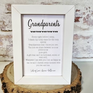 Grandparents Frame, Gift for Grandparents, Christmas Gift for Grandparents, Grandchildren, Poem to Grandparents