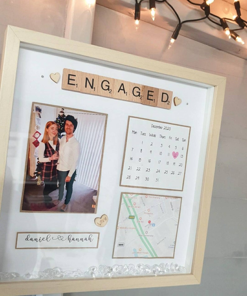 Gift for Engagement Engaged Gift Engagement Frame Handmade Etsy