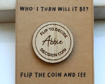 Personalised Decision Flip Coin Valentines Gifts for him Flip To Decide Valentine's Day Couples Gift Couples Decision Coin Funny Valentines