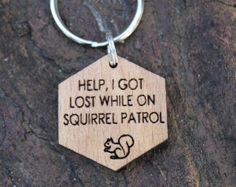 Squirrel Patrol Tag, Wood Dog Tag, Dog Identification Tag, Dog Name Tag, Help Im Lost, Squirrel Lover Dog Tag, Squirrel Patrol, Pet ID Tag