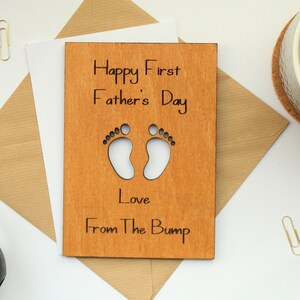 Première fête des pères de la carte Bump Wood [Carte Papa en devenir personnalisée, 1ère carte de fête des pères, nouvelle carte de père, fête des pères, carte de la bosse]