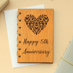 Carta del 5o Anniversario, Carta Legno, Carta Anniversario personalizzata, 5o Anniversario, Carta Anniversario, Anniversario Anniversario, Quinto Anniversario, Quinto Anniversario