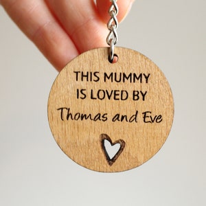 Mothers Day Gift For Her, Mummy Loved By, Personalised Mothers Day Gift, Mother Keyring, Mum Gift For Her Personalised Wood Keyring