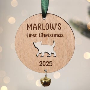 Personalised Kitten First Christmas Cat Tree Ornament Decoration Pet Kitten Hanging Decoration Personalised Pet First Christmas Bauble