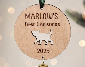 Personalised Kitten First Christmas Cat Tree Ornament Decoration Pet Kitten Hanging Decoration Personalised Pet First Christmas Bauble