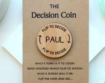 Decision Flip Coin, Flip To Decide Anniversary Gift Couples Decision Coin Valentines Gift for Him, Gift for Boyfriend, Gift for Husband