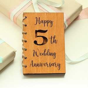 5th Anniversary Card, Personalised Wooden Engraved Card 5 Year Anniversary, 5th Anniversary Gift, Wooden Card, Fifth Anniversary Card image 1