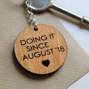 Valentine&#39;s Day Gift, Personalised Date Keyring, Doing It Since Keyring, Valentines Day Gift Boyfriend, Valentines Gift For Her, Anniversary