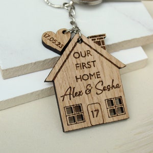 Set of 2 New Home Keyrings, Couples First Home Keyring Set, Personalised New House Gift, His Hers Keyring Set Personalised Home, First House image 6