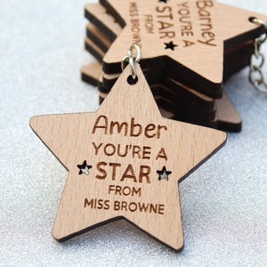Class of 2025 School Leaver Gift, Teacher Pupil Gift, End Of Term Gift From Teacher, Personalised Name Wooden Star, End Of Year Gift, Star