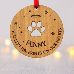 Paw Prints On Our Heart, Personalised Pet Memorial Ornament, Pet Christmas Bauble Pet Memorial Gift, Pet Remembrance  Pet Loss, Dog Memorial