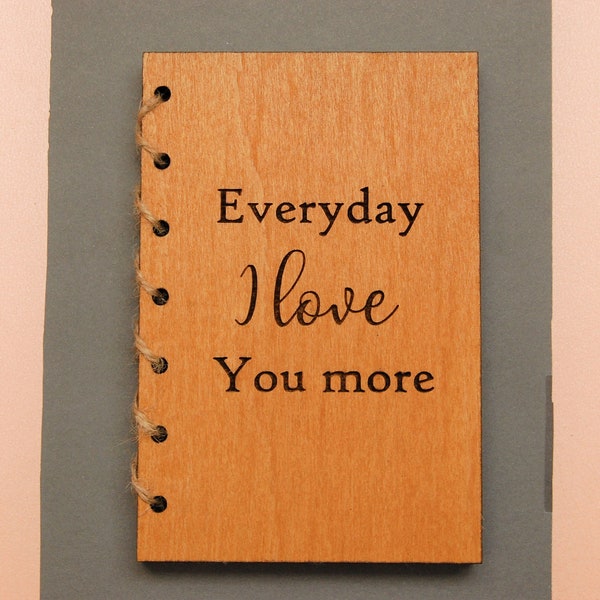 Everyday I Love You More, Personalised, Valentine's Card, Wooden Card, Valentines Gift, Anniversary Card, Anniversary Gift, 5th Anniversary