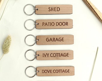 Personalised Wooden Keyring, Custom Airbnb Hotel Key Fob, Personalised Gift, Holiday Let Keyring, Personalised Holiday Keyring, Dads Shed