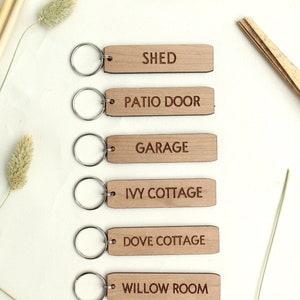 Personalised Wooden Keyring, Custom Airbnb Hotel Key Fob, Personalised Gift, Holiday Let Keyring, Personalised Holiday Keyring, Dads Shed