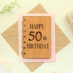 Carte d’anniversaire en bois personnalisée, carte d’anniversaire unique, carte d’anniversaire rustique, carte d’anniversaire en bois, 21e anniversaire, carte d’anniversaire 50e