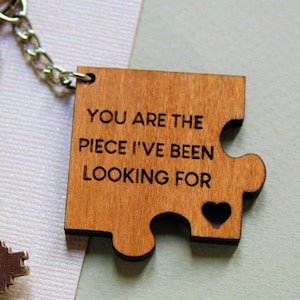 Valentines Day Gift For Him, Missing Piece, Personalised Valentine Gift, Couples Keyring, Valentine Gift For Her Personalised Wood Keyring