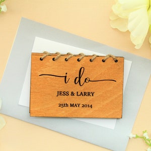 I do wood wedding Card [Tarjeta de madera de boda personalizada, regalo de boda, tarjeta de boda personalizada, tarjeta de quinto aniversario de boda, lo hago]