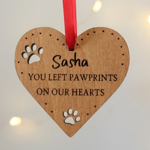 Paw Prints On Our Heart, Personalised Pet Memorial Ornament, Pet Christmas Bauble Pet Memorial Gift, Pet Remembrance  Pet Loss, Dog Memorial