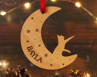 Personalised Cat Christmas Bauble, Cat Christmas Decoration, Pet Lover Christmas Gift, Cats First Christmas, Wooden Tree Ornament , Cat