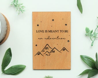 Love Is Meant To Be An Adventure Wooden Card [Custom Anniversary Card, 5th Anniversary, 5 Year Anniversary Card, Wood Anniversary Gift]