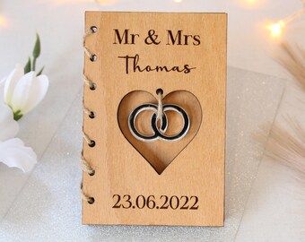 Personalised Wooden Wedding Card, Couples Wedding Celebration Card, Gift For Wedding, Married Couple, Newly Marries Couple Card