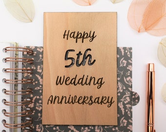 5th Wedding Anniversary Card, Wood Card, Fifth Anniversary Card, Anniversary Gift, Wood Card, Wood Gift, Wedding Anniversary Card