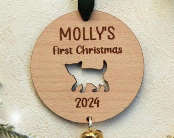 Personalised Kitten First Christmas Cat Tree Ornament Decoration Pet Kitten Hanging Decoration Personalised Pet First Christmas Bauble