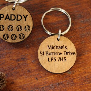 Tennis Ball Wooden Dog Tag, Personalised Dog ID Tag, Dog Tags For Dogs, Ball Lover Tag image 3