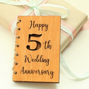 5th Anniversary Card, Personalised Wooden Engraved Card 5 Year Anniversary, 5th Anniversary Gift, Wooden Card, Fifth Anniversary Card image 4