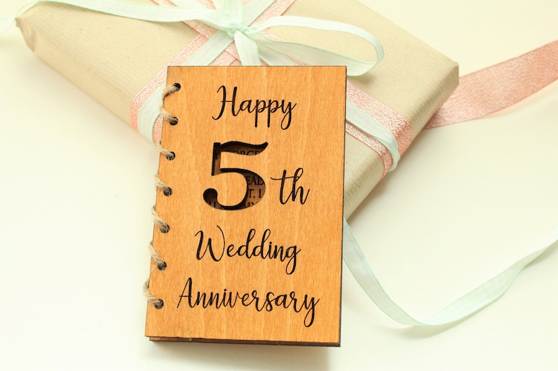 5th Anniversary Card, Personalised Wooden Engraved Card 5 Year Anniversary, 5th Anniversary Gift, Wooden Card, Fifth Anniversary Card image 4