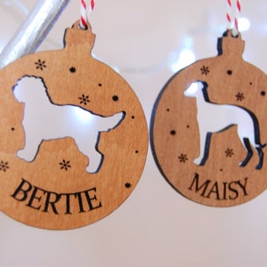 Dog Christmas Decoration, Dog Ornament Pet Lover Christmas Gift, Christmas Tree Decor, Wooden Tree Decoration, Personalised Dog Decoration image 1