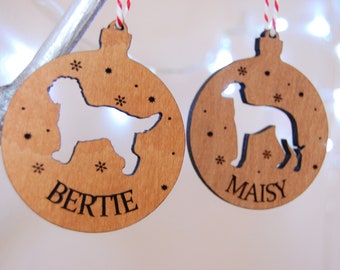 Dog Christmas Decoration, Dog Ornament Pet Lover Christmas Gift, Christmas Tree Decor, Wooden Tree Decoration, Personalised Dog Decoration