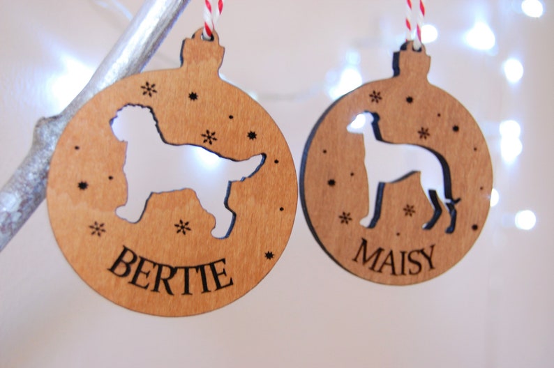 Dog Christmas Decoration, Dog Ornament Pet Lover Christmas Gift, Christmas Tree Decor, Wooden Tree Decoration, Personalised Dog Decoration image 1