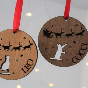 Personalised Cat Christmas Bauble, Cat Christmas Decoration, Pet Lover Christmas Gift, Pet Christmas Tree Decor, Wooden Tree Decoration, Cat image 6