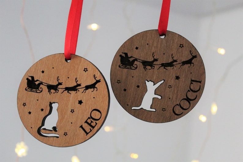 Personalised Cat Christmas Bauble, Cat Christmas Decoration, Pet Lover Christmas Gift, Pet Christmas Tree Decor, Wooden Tree Decoration, Cat image 6