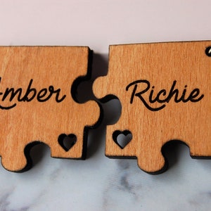 Personalised Wooden Keyring Gift, His Hers Keyring, Missing Piece, Jigsaw Puzzle, Valentines Gift, Couples Keyring, Couples Gift image 3