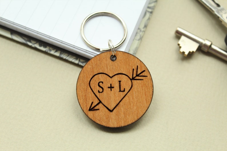 His Hers Keyring, 5th Wedding Anniversary gift, Personalised Wooden Keyring, Valentines Gift, Wedding Anniversary Gift Him, 5th Anniversary image 6