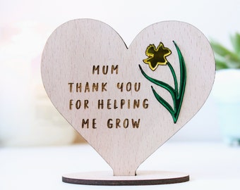 Personalised Mother's Day Gift - Thank You For Helping Me Grow - Mother's Day Gifts - Personalised Gift For Mum - Mother's Day Plaque Mum