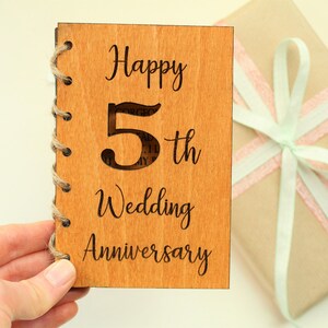 5th Anniversary Card, Personalised Wooden Engraved Card 5 Year Anniversary, 5th Anniversary Gift, Wooden Card, Fifth Anniversary Card image 3