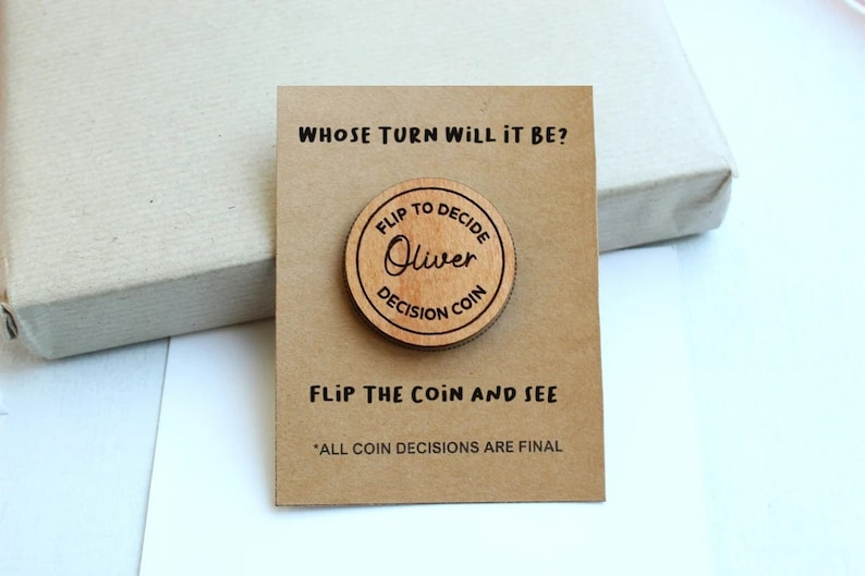 Personalised Decision Flip Coin Valentines Gifts for him Flip To Decide Valentine's Day Couples Gift Couples Decision Coin Funny Valentines image 1