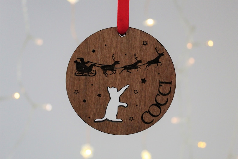 Personalised Cat Christmas Bauble, Cat Christmas Decoration, Pet Lover Christmas Gift, Pet Christmas Tree Decor, Wooden Tree Decoration, Cat image 4