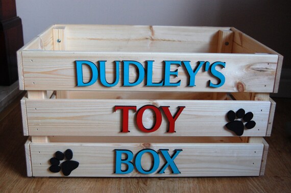 personalised wooden dog toy box