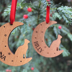 Personalised Cat Christmas Bauble, Cat Christmas Decoration, Pet Lover Christmas Gift, Cats First Christmas, Wooden Tree Ornament , Cat image 3