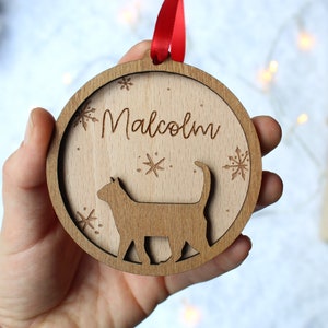 Cat Personalised Christmas Bauble, Wooden Tree Ornament, Cats Christmas, Kitten Christmas Bauble, Cat Lover Gift, Personalised Cat Holiday
