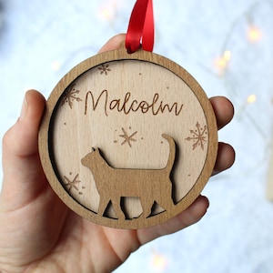 Cat Personalised Christmas Bauble, Wooden Tree Ornament, Cats Christmas, Kitten Christmas Bauble, Cat Lover Gift, Personalised Cat Holiday