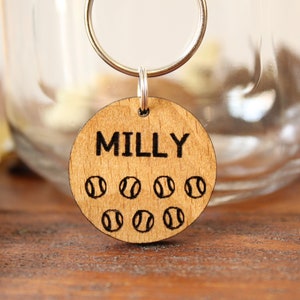 Tennis Ball Wooden Dog Tag, Personalised Dog ID Tag, Dog Tags For Dogs, Ball Lover Tag image 2