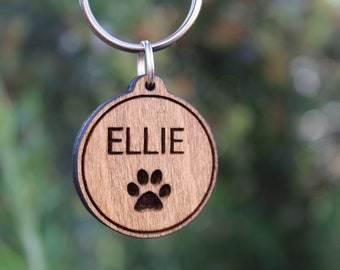 Wooden Dog Tag, Personalised Dog ID Tag, Rustic Pet ID Tag, Custom Pet Name Tag, Puppy Id Tag